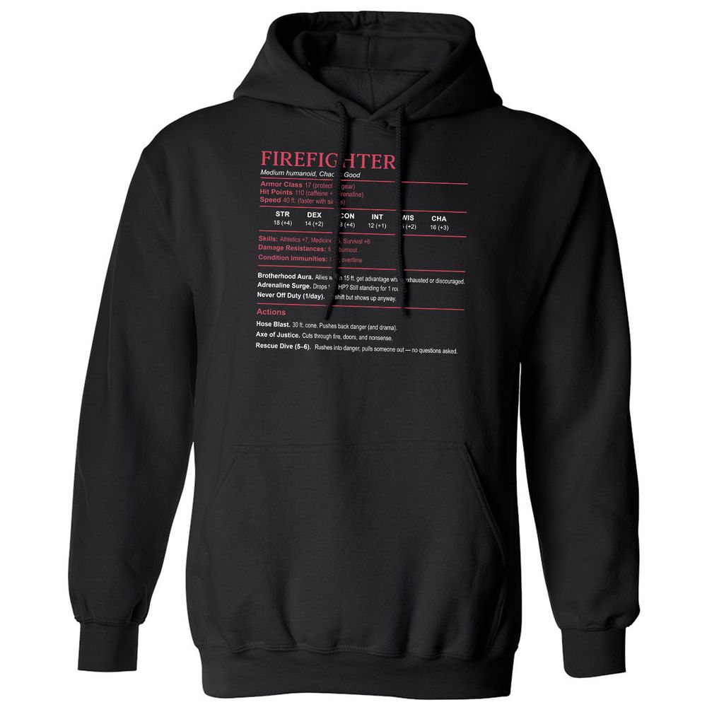 Firefighter Stats Classic Unisex Hoodie - Black - 1