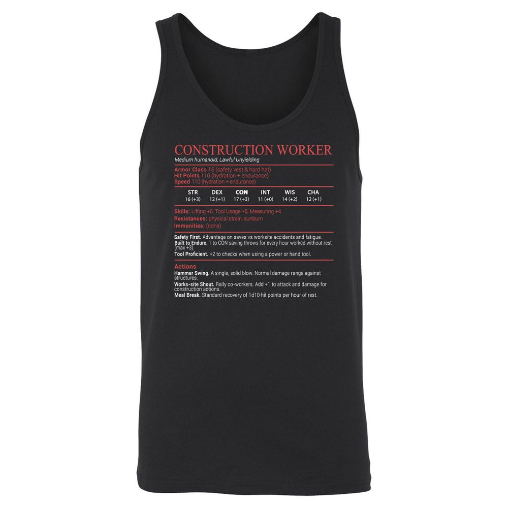 Construction Worker Stats Block - Black - 1