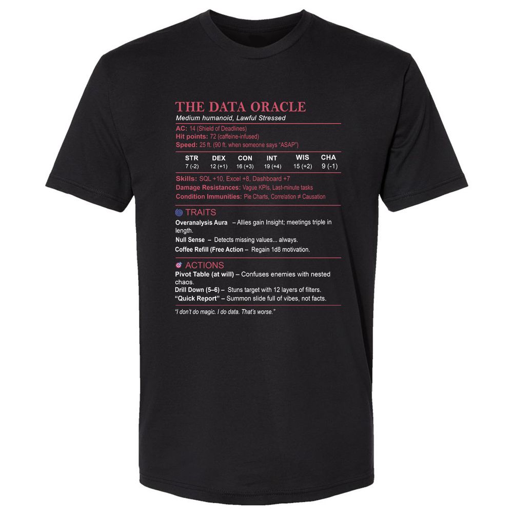 Data Analyst Stats (The Data Oracle) Premium Unisex T-Shirt - Black - 1