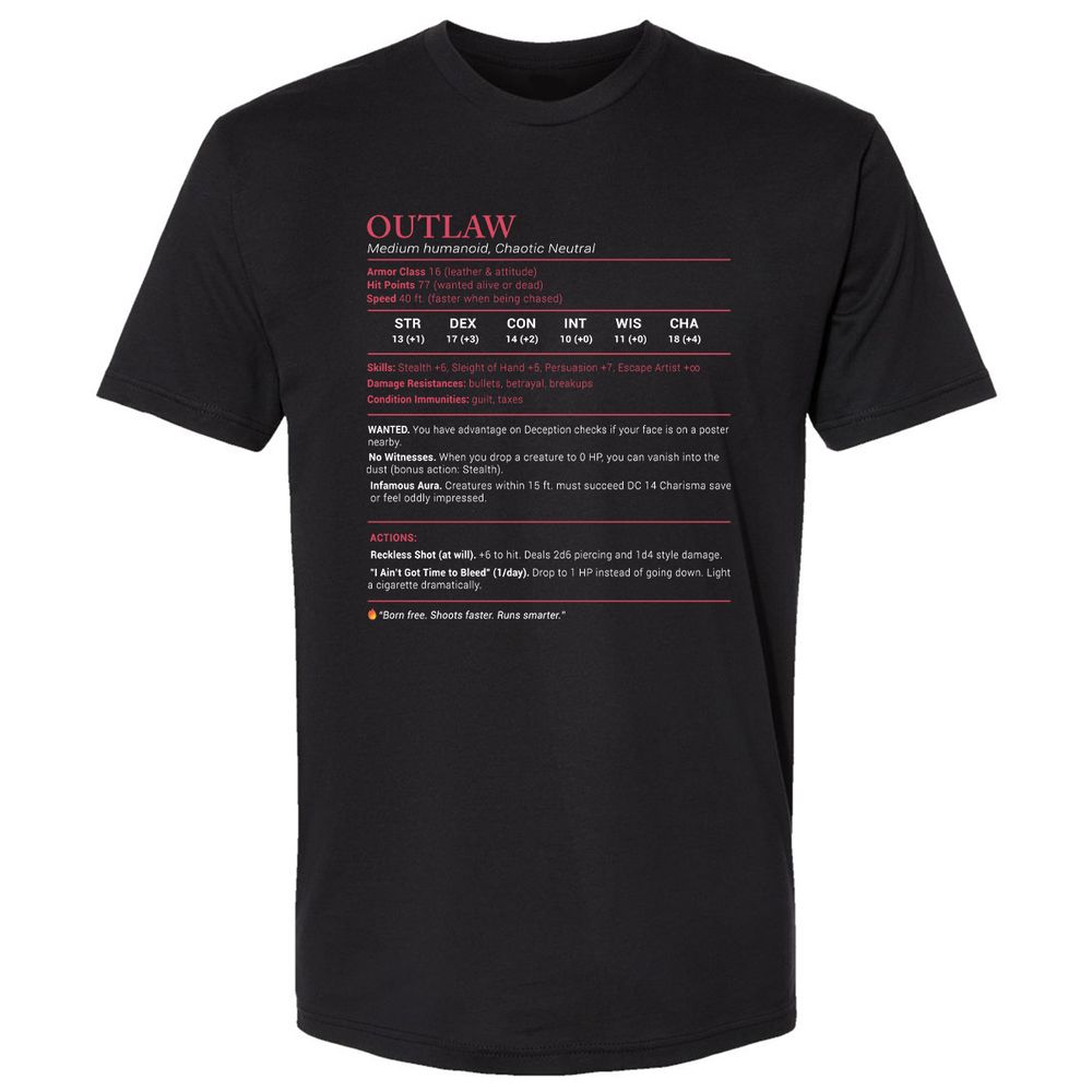 Outlaw Stats Premium Unisex T-Shirt - Black - 1