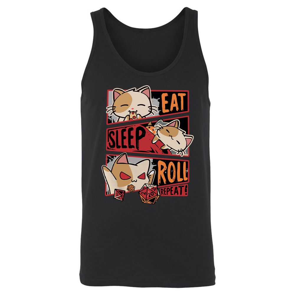 Eat Sleep Roll Repeat Unisex Jersey Tank - Black - 1