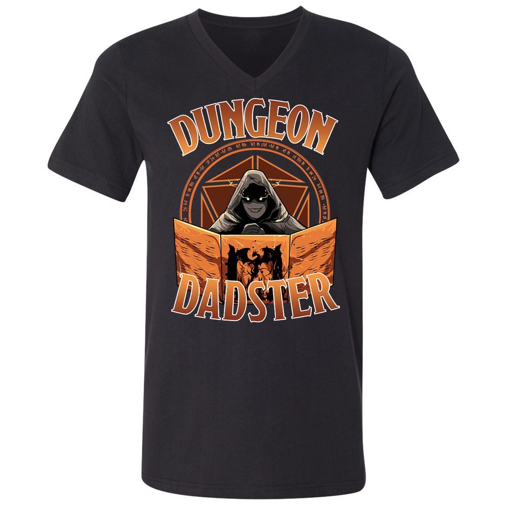 Dungeon Dadster Unisex V-Neck T-Shirt - Black - 1