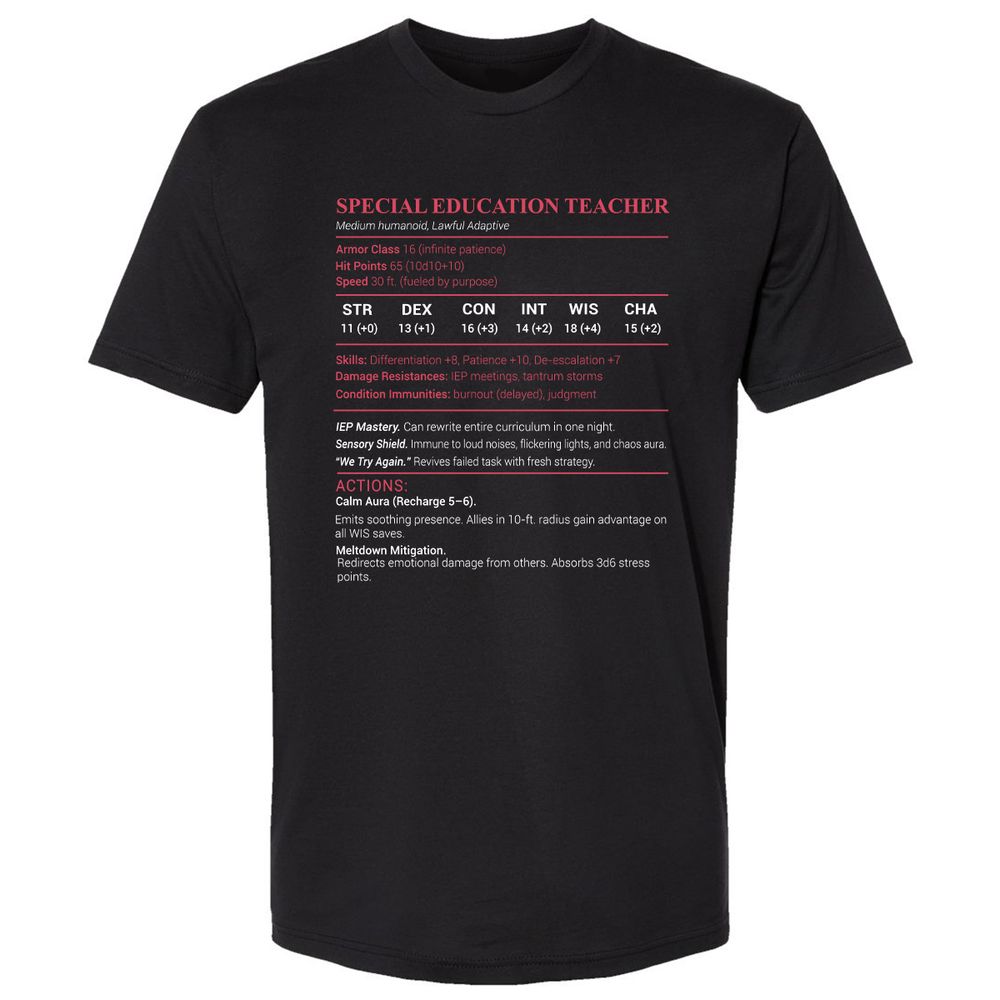 Special Edu Stats Premium Unisex T-Shirt - Black - 1
