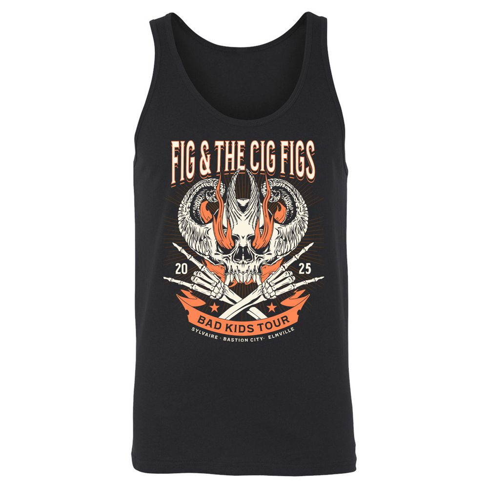 Fig and the Cig Figs, Dimension 20 Unisex Jersey Tank - Black - 1