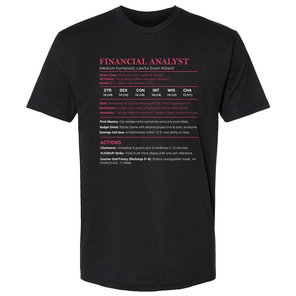 Financial Analyst Stats Premium Unisex T-Shirt - Black - 1