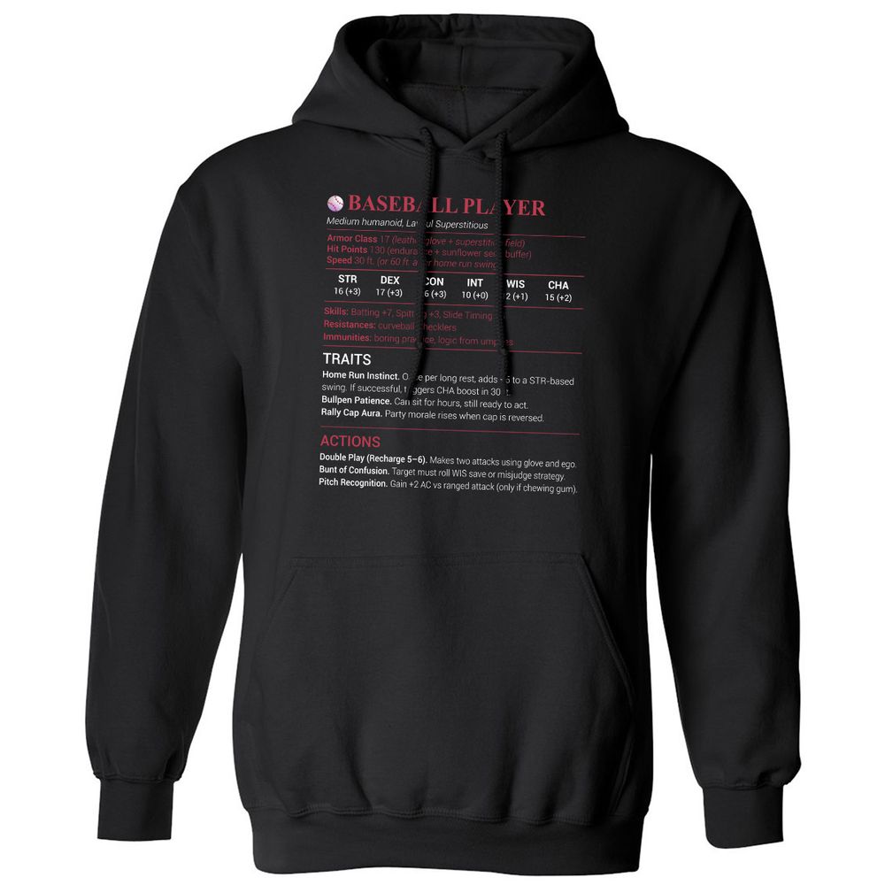 Baseball Player Classic Unisex Hoodie - Black - 1