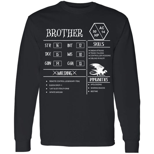 Brother Stats Long Sleeve T-Shirt - Black - 1
