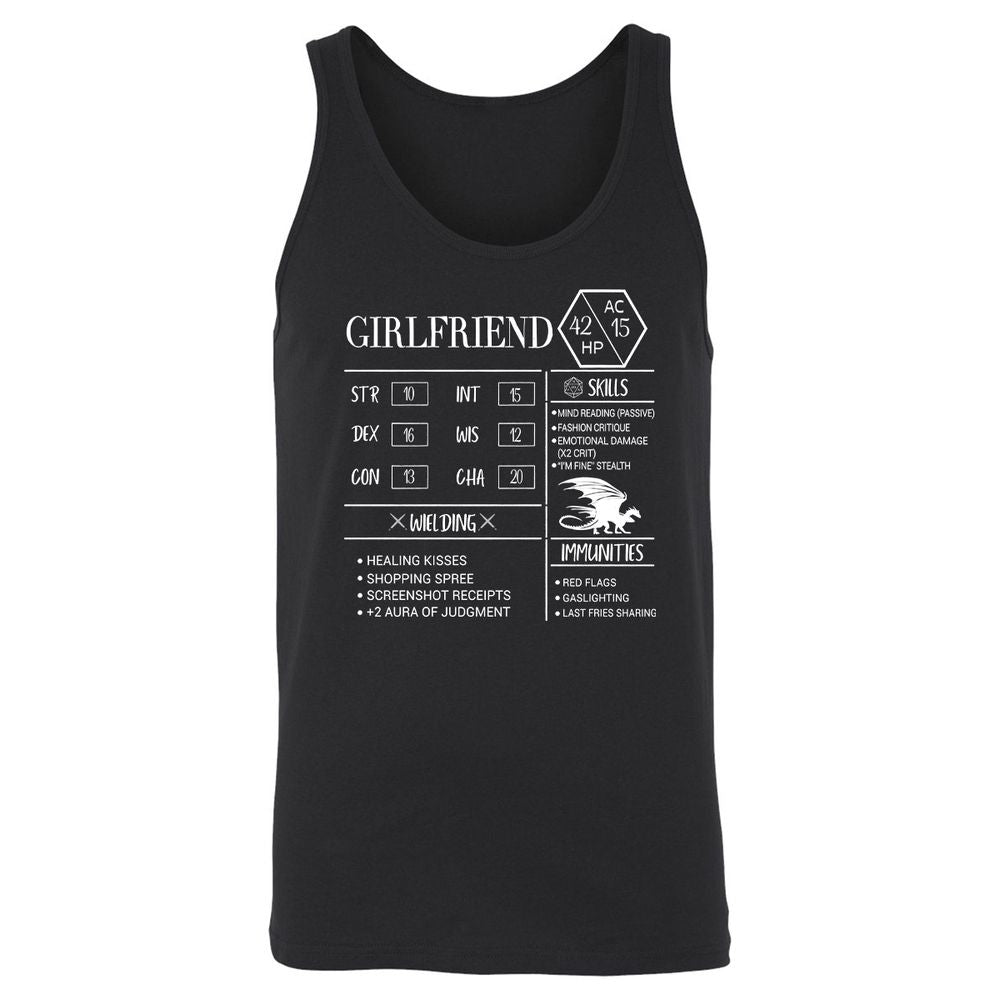 Girlfriend Stats Unisex Jersey Tank - Black - 1