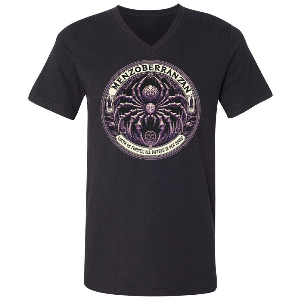 Menzoberranzan Lolth Be Praised Unisex V-Neck T-Shirt - Black - 1