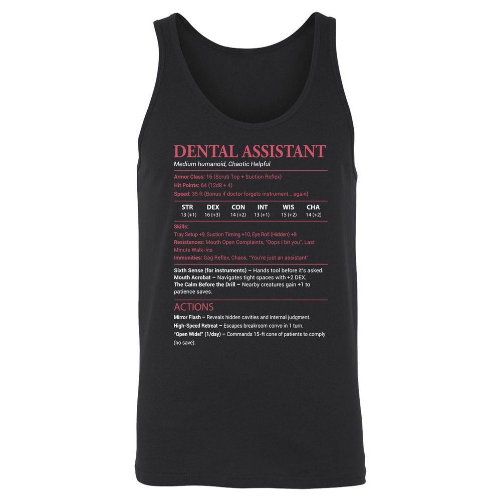 Dental Assistant Unisex Jersey Tank - Black - 1