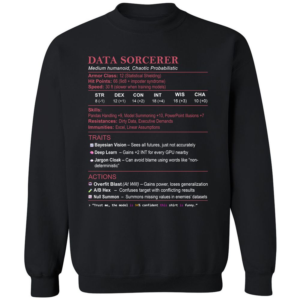 Data Scientist Stats (Data Sorcerer) Classic Unisex Sweatshirt - Black - 1