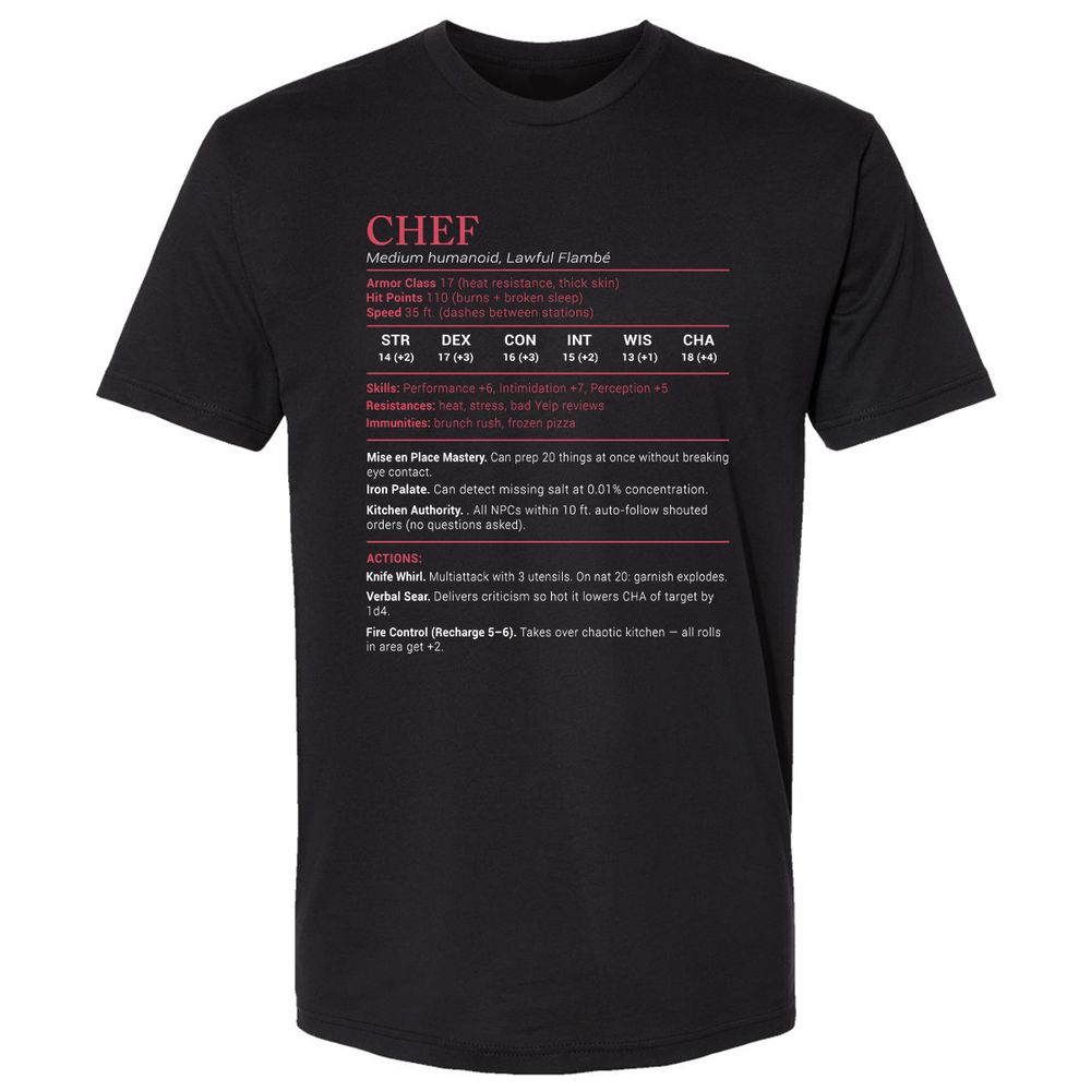 Chef Stats Premium Unisex T-Shirt - Black - 1