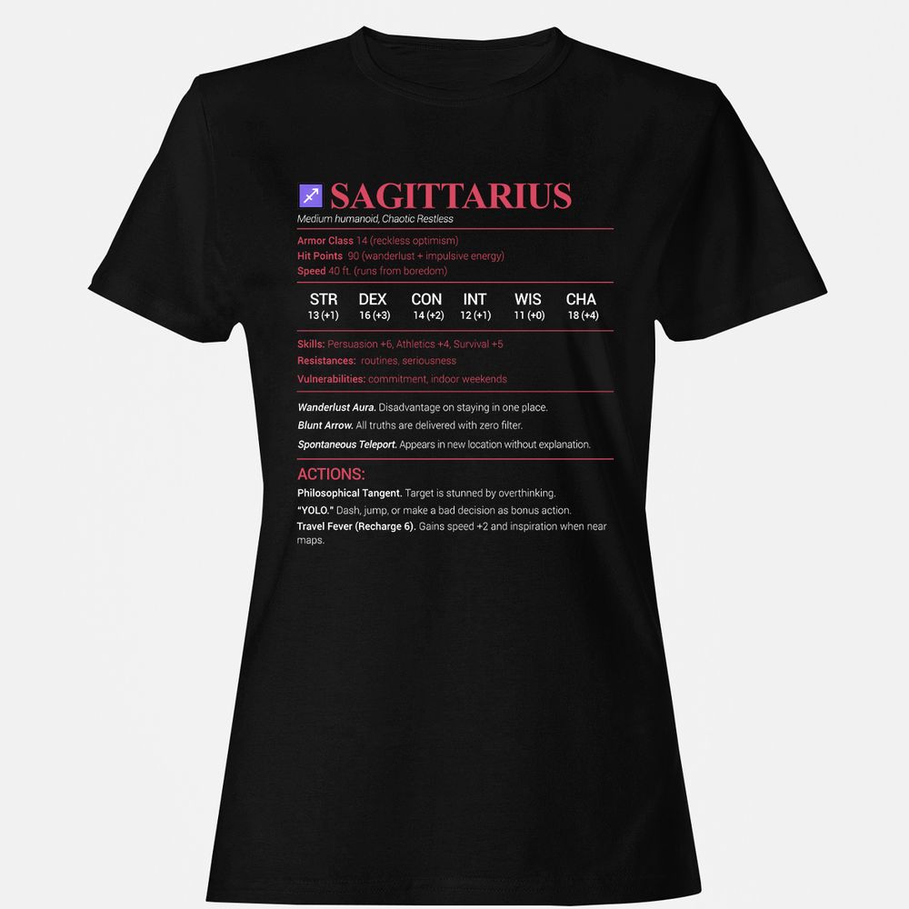 Sagittarius Stats Women's T-Shirt - Black - 1