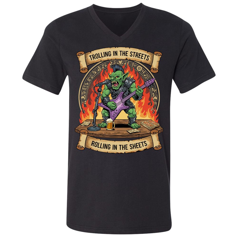 Trolling in the Streets Unisex V-Neck T-Shirt - Black - 1