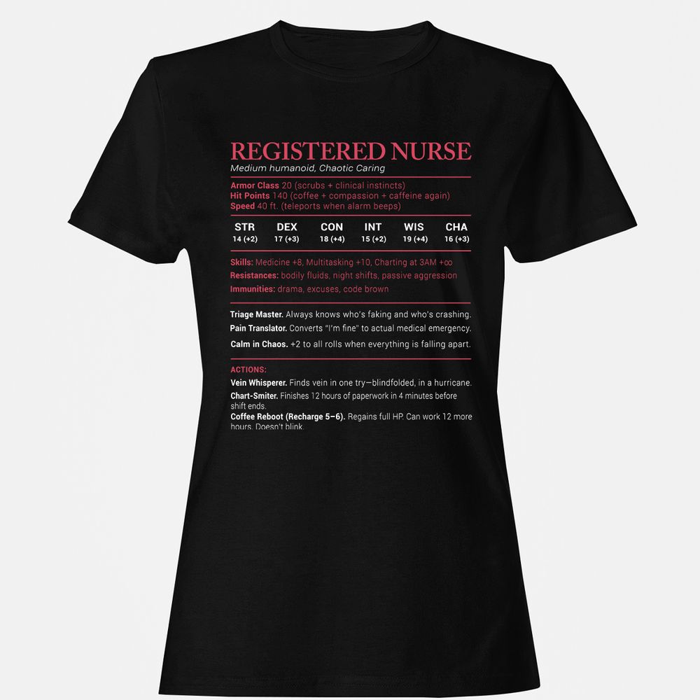 Registered Nurse Stats Women's T-Shirt - Black - 1