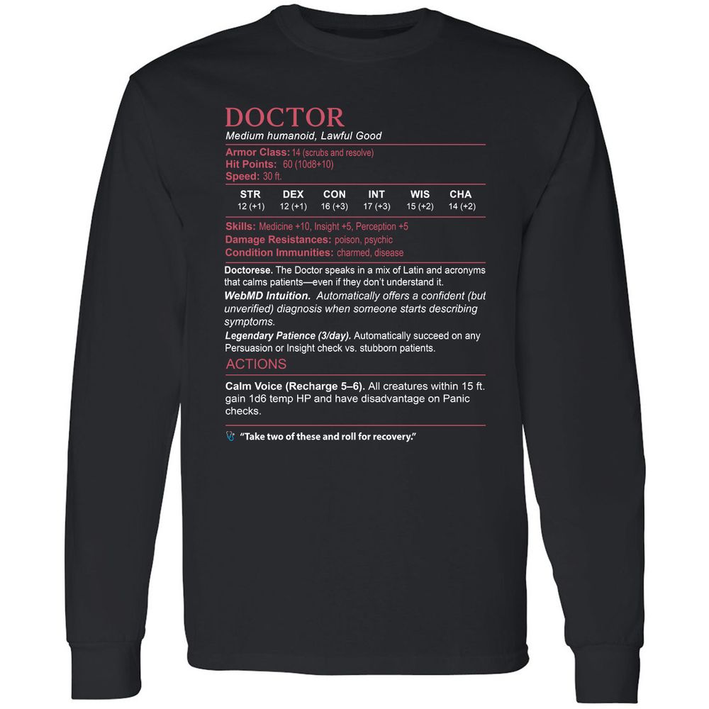 Doctor Stats Long Sleeve T-Shirt - Black - 1