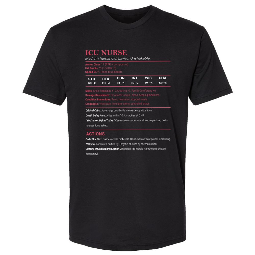 ICU Nurse Stats Premium Unisex T-Shirt - Black - 1
