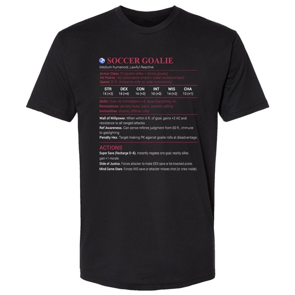 Soccer Goalie Premium Unisex T-Shirt - Black - 1