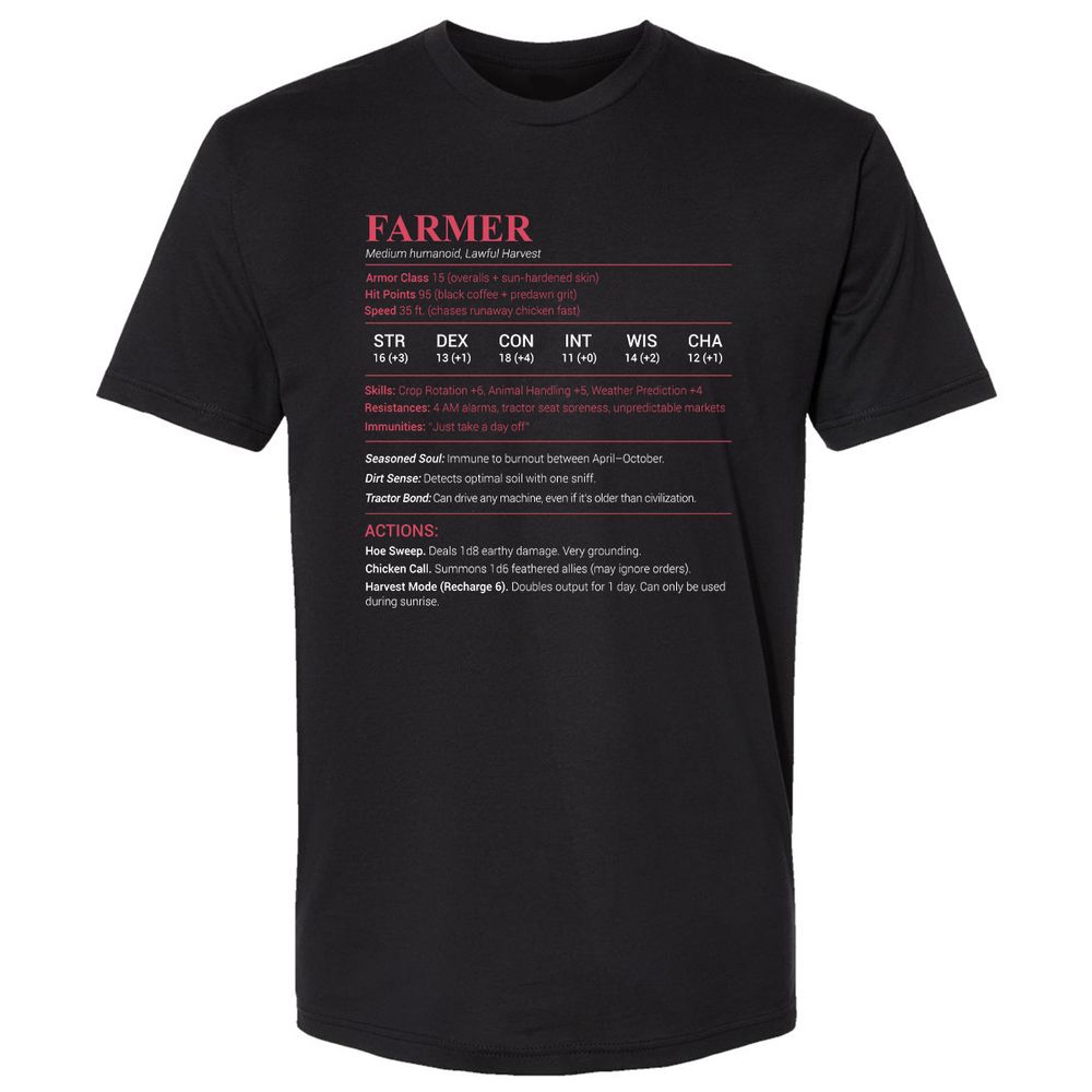 Farmer Stats Premium Unisex T-Shirt - Black - 1