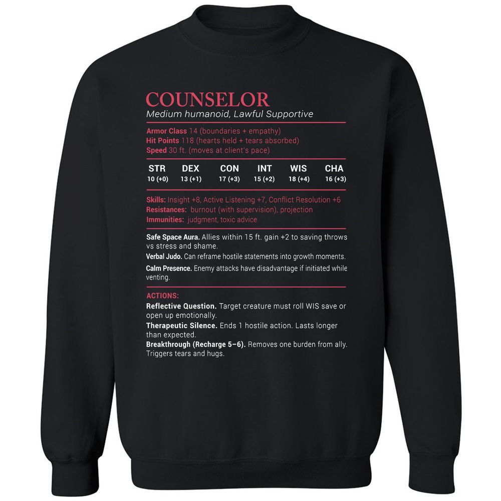 Counselor Stats Classic Unisex Sweatshirt - Black - 1