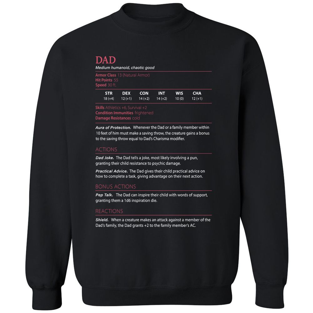 Dad Stats Classic Unisex Sweatshirt - Black - 1