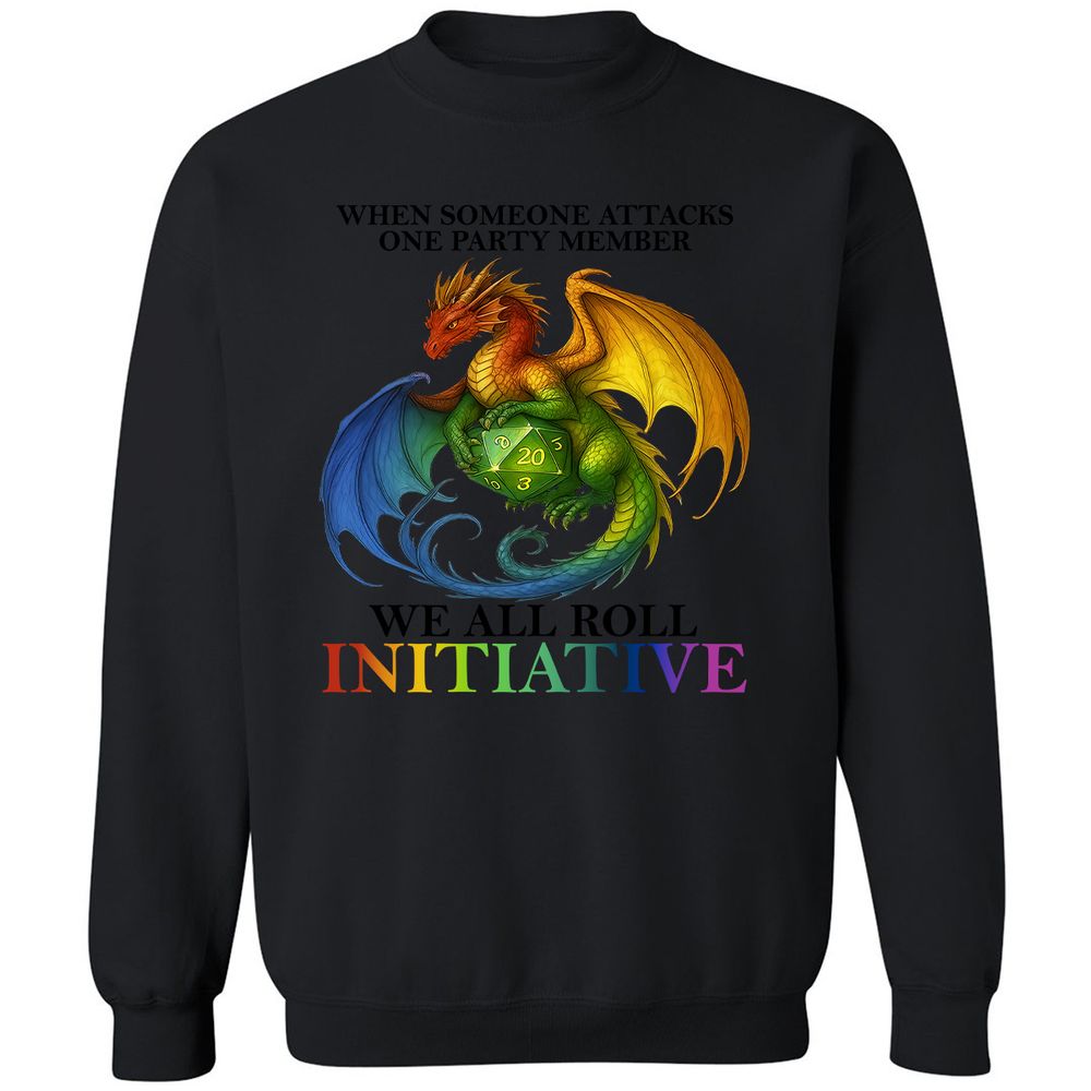 Dragon We All Roll For Initiative Classic Unisex Sweatshirt - Black - 1