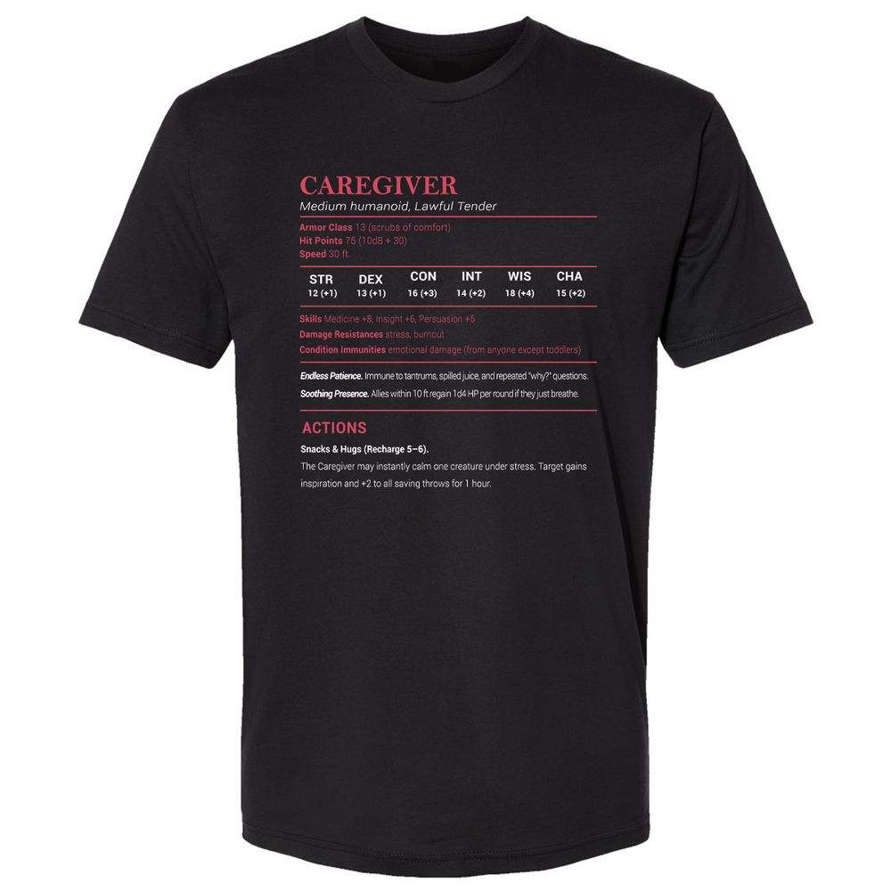 Caregiver Stats Premium Unisex T-Shirt - Black - 1