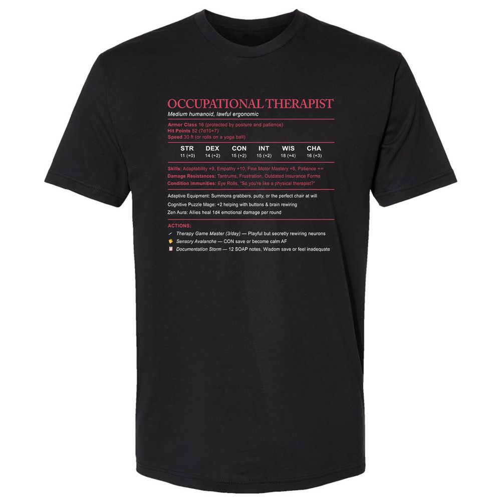Occupational Therapist Stats Premium Unisex T-Shirt - Black - 1