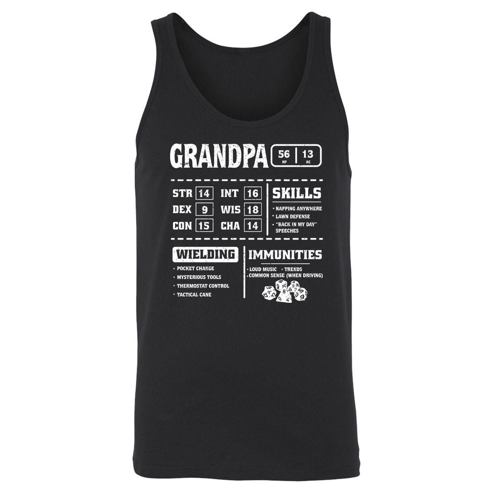 Grandpa Stats 2 Unisex Jersey Tank - Black - 1