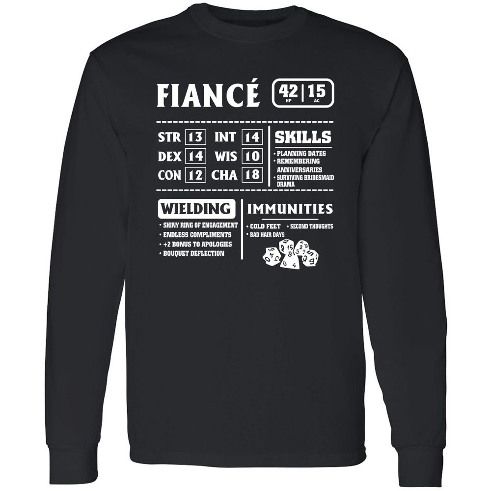 Fiance Stats Long Sleeve T-Shirt - Black - 1