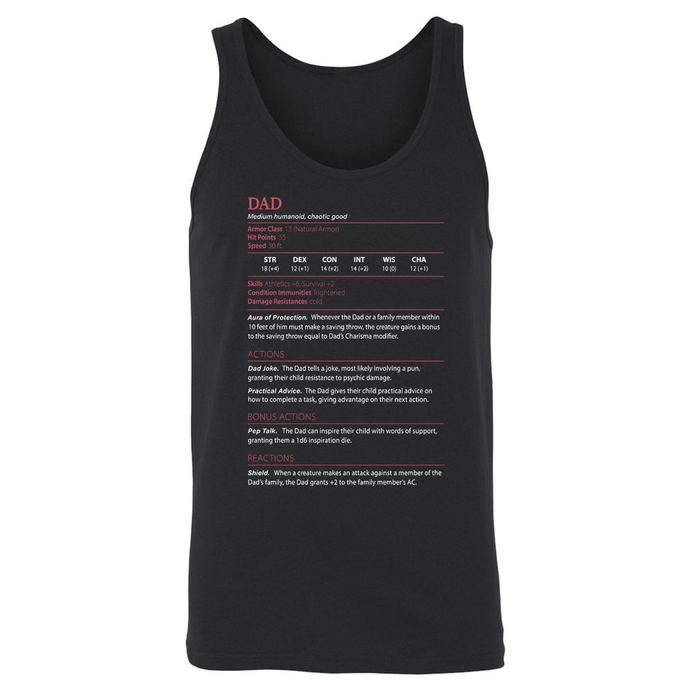 Dad Stats Unisex Jersey Tank - Black - 1
