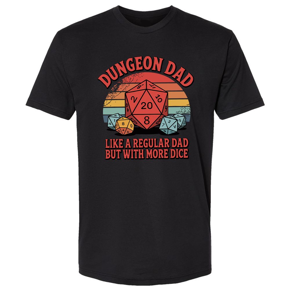 Dungeon Dad With More Dice Premium Unisex T-Shirt - Black - 1
