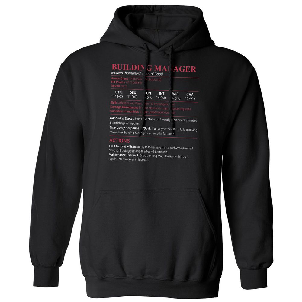 Building Manager Classic Unisex Hoodie - Black - 1