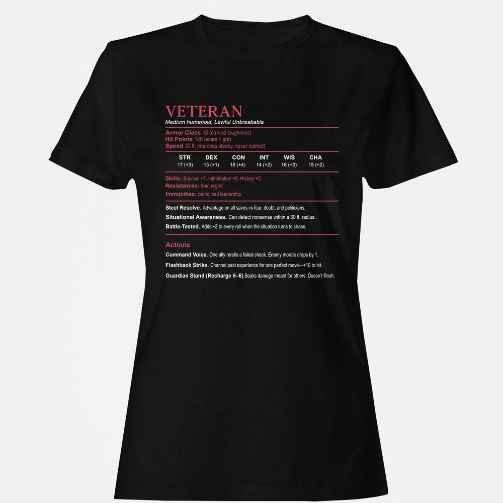Veteran Stats Women's T-Shirt - Black - 1
