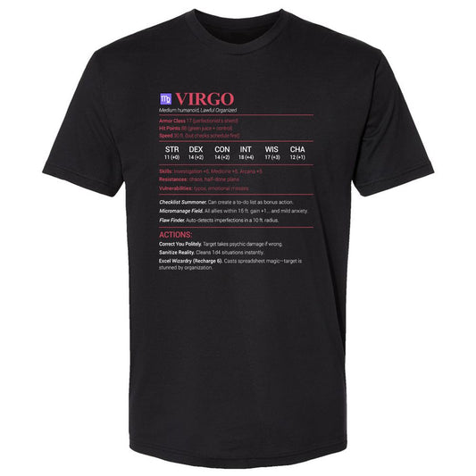 Virgo Stats Premium Unisex T-Shirt - Black - 1