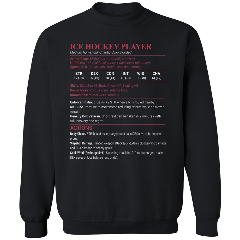 Ice Hockey Player Classic Unisex Sweatshirt - Black - 1