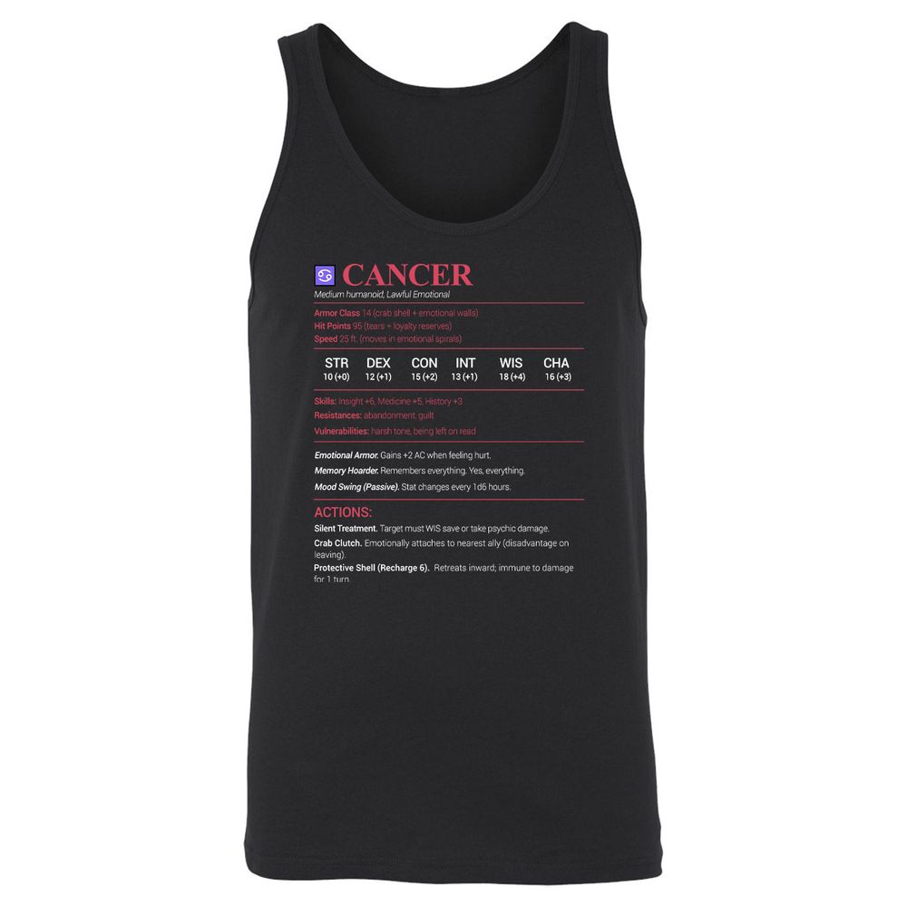 Cancer Stats Unisex Jersey Tank - Black - 1