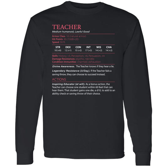 Teacher Long Sleeve T-Shirt - Black - 1
