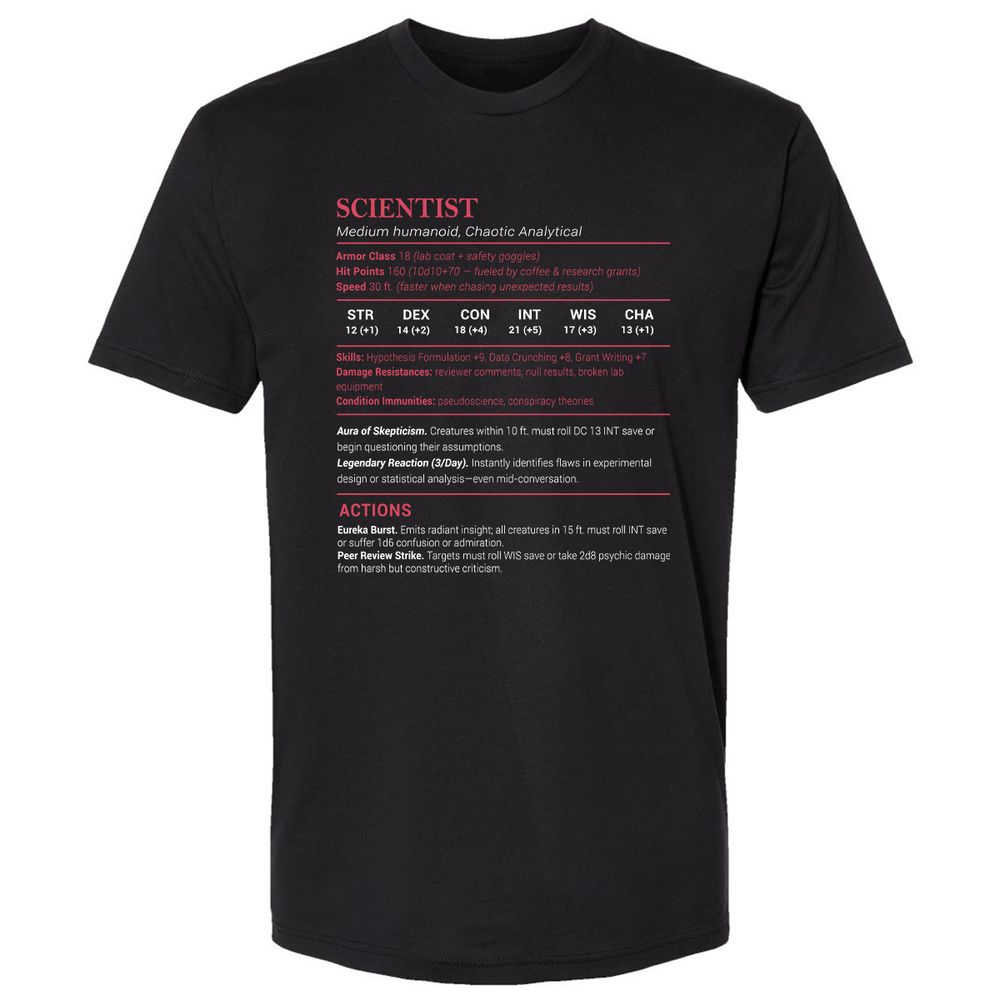 Scientist Stats Premium Unisex T-Shirt - Black - 1