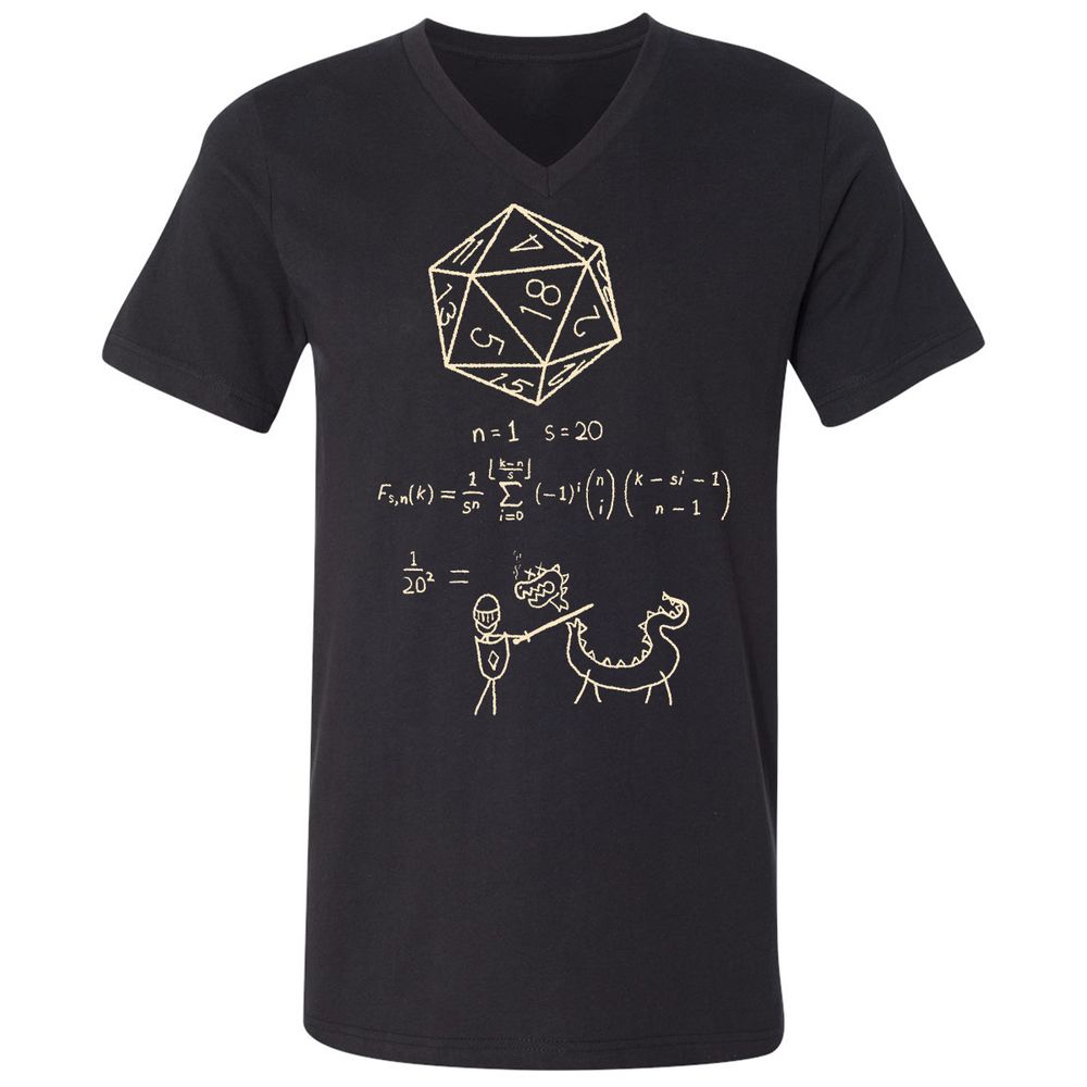 Science Of20 Sided Dice Unisex V-Neck T-Shirt - Black - 1