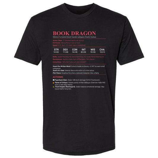 Book Dragon Stats Premium Unisex T-Shirt - Black - 1