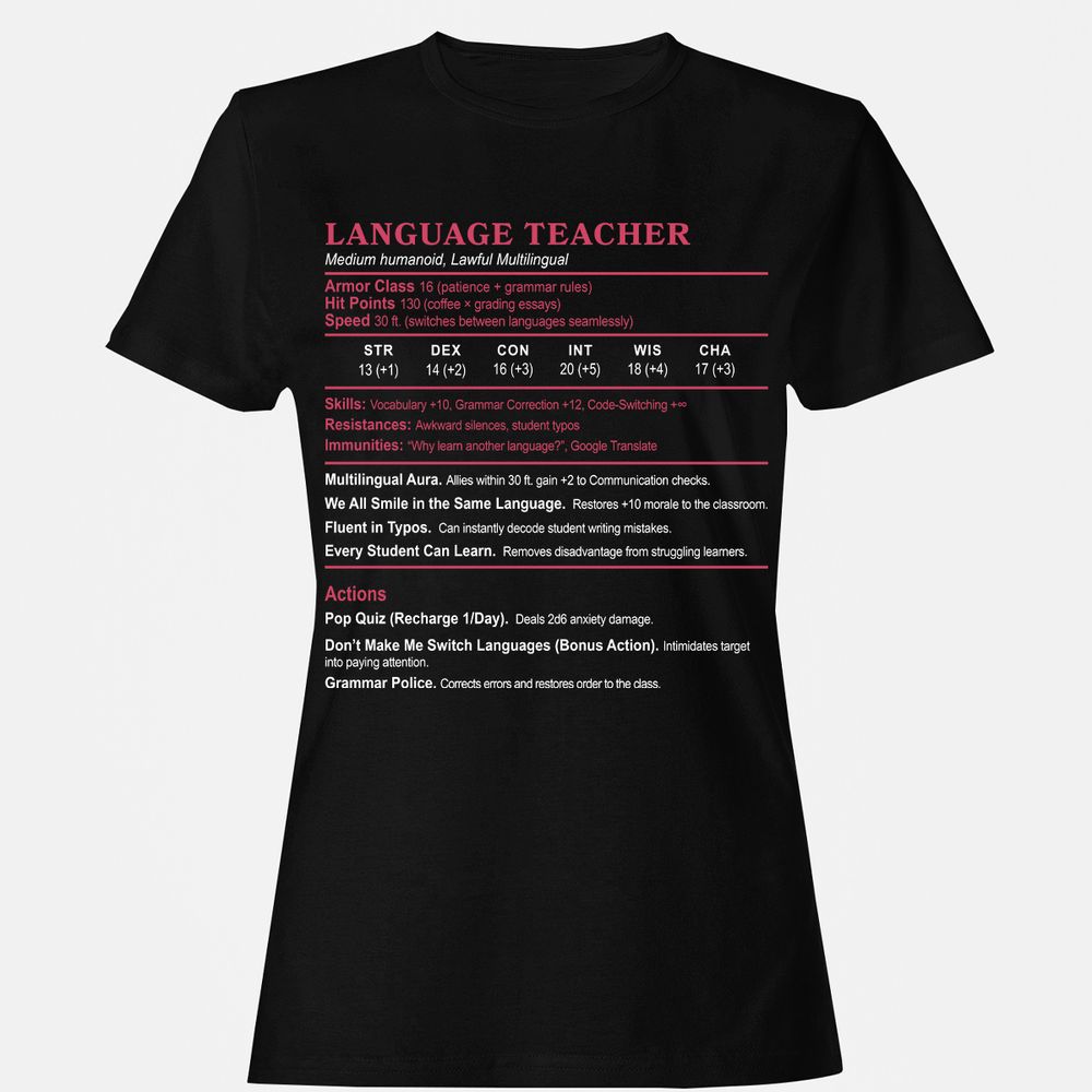Language Teacher Women's T-Shirt - Black - 1
