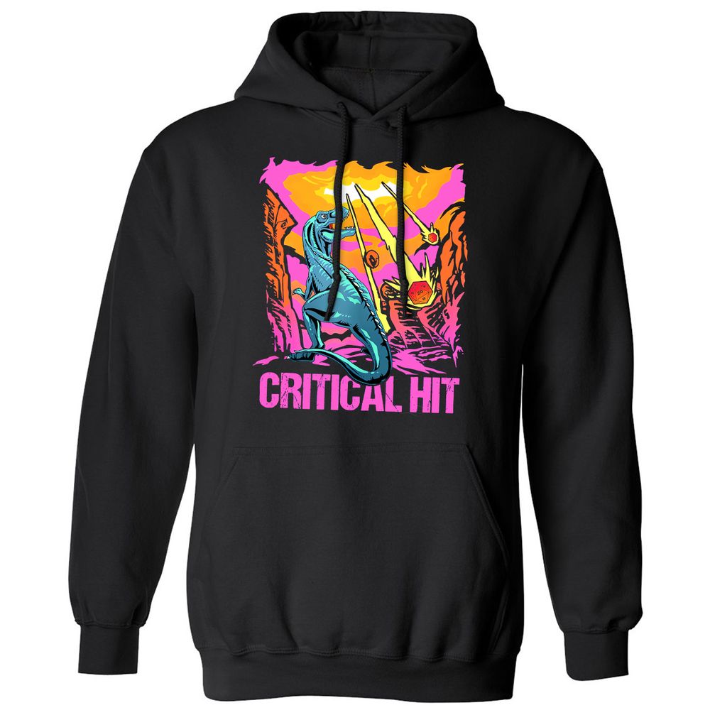 Dinosaur Critical Hit Classic Unisex Hoodie - Black - 1
