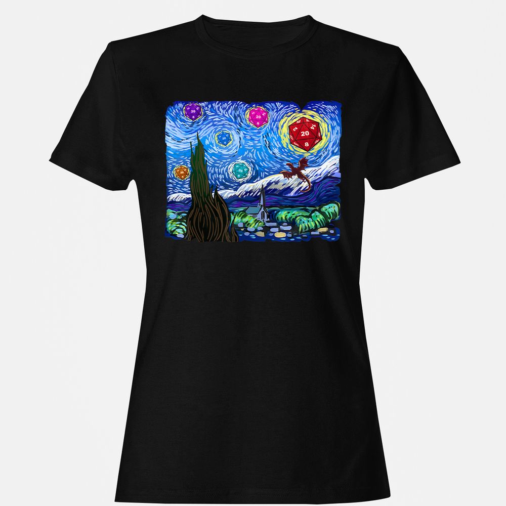 Dragon Starry Night Women's T-Shirt - Black - 1