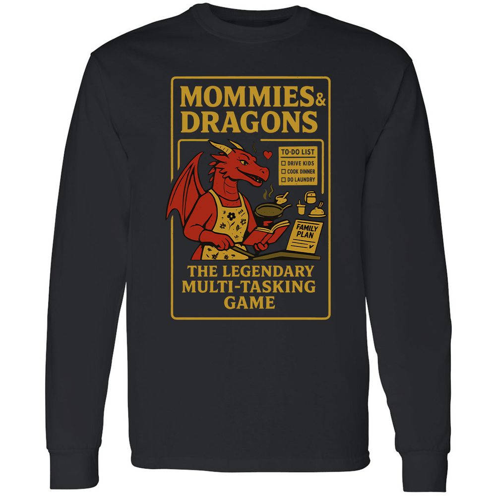 Mommies & Dragons Long Sleeve T-Shirt - Black - 1