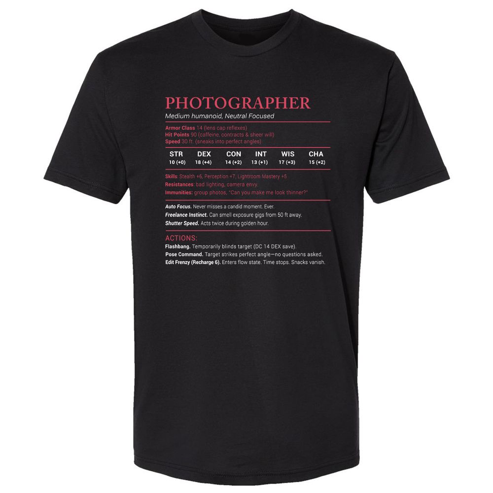 Photographer Stats Premium Unisex T-Shirt - Black - 1