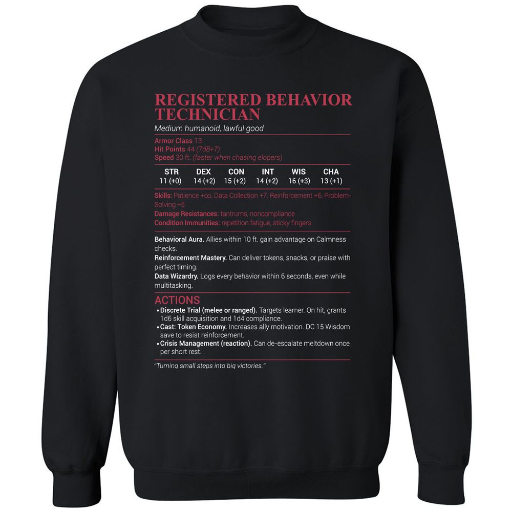 Registered Behavior Technician RBT Classic Unisex Sweatshirt - Black - 1