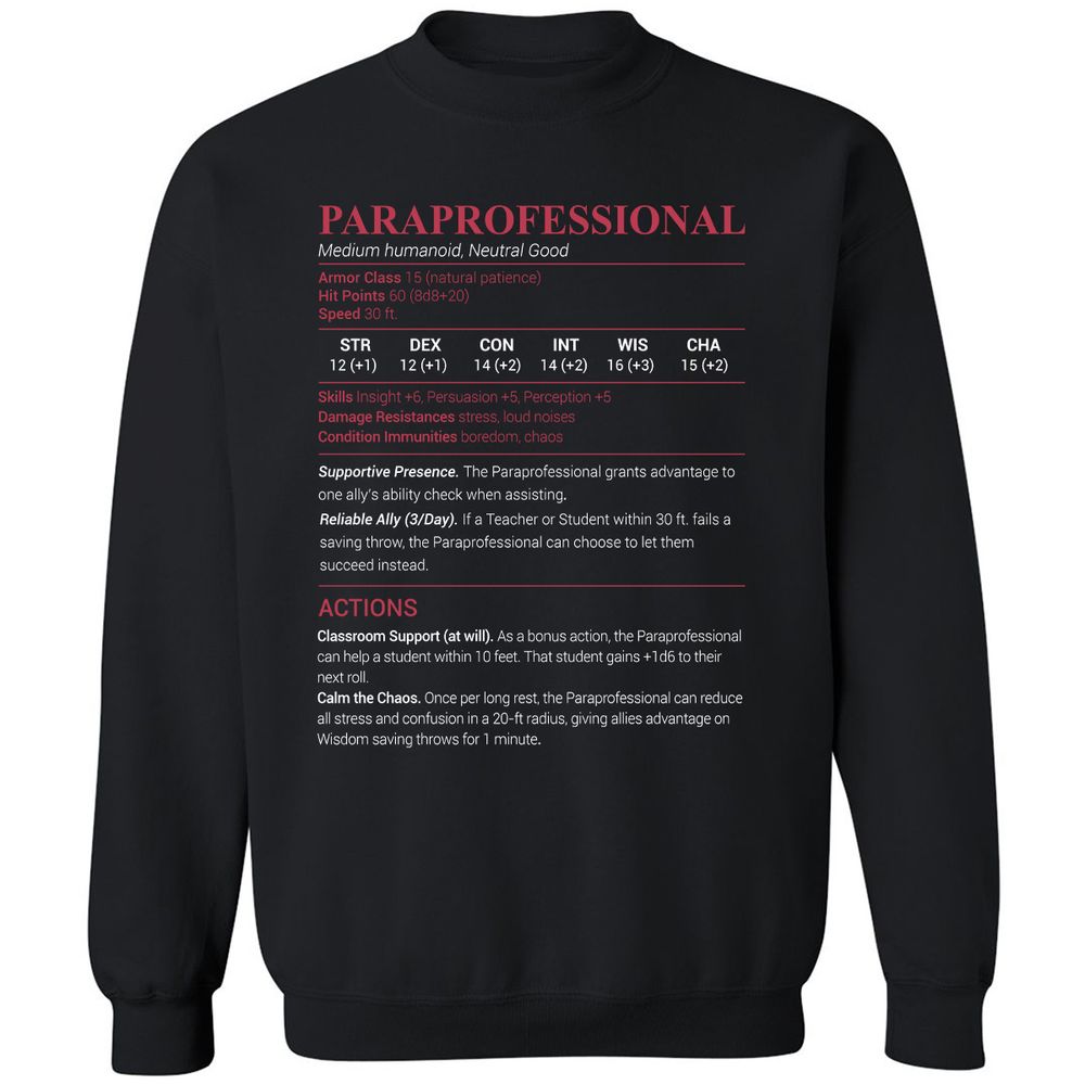 Paraprofessional Classic Unisex Sweatshirt - Black - 1