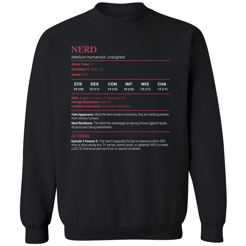 Nerd Stats Classic Unisex Sweatshirt - Black - 1