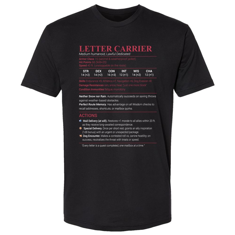 Letter Carrier Premium Unisex T-Shirt - Black - 1
